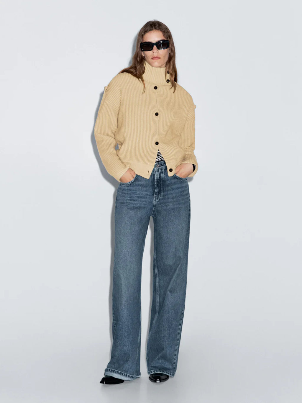 Wool Turtleneck Cardigan