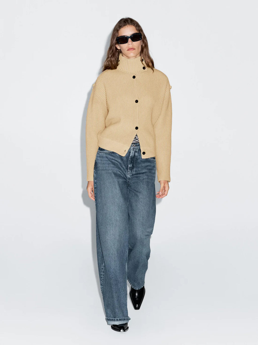 Wool Turtleneck Cardigan