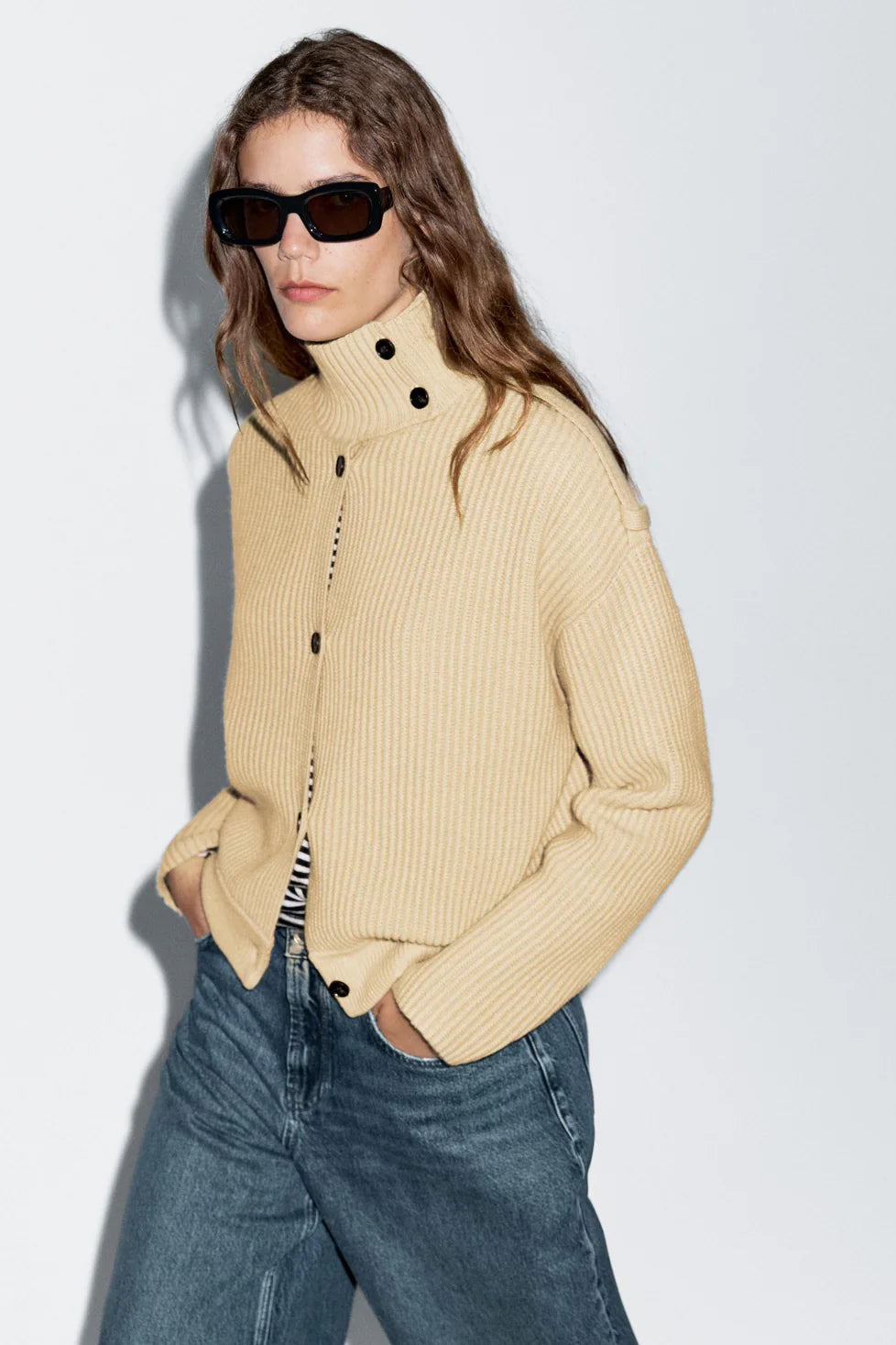 Wool Turtleneck Cardigan