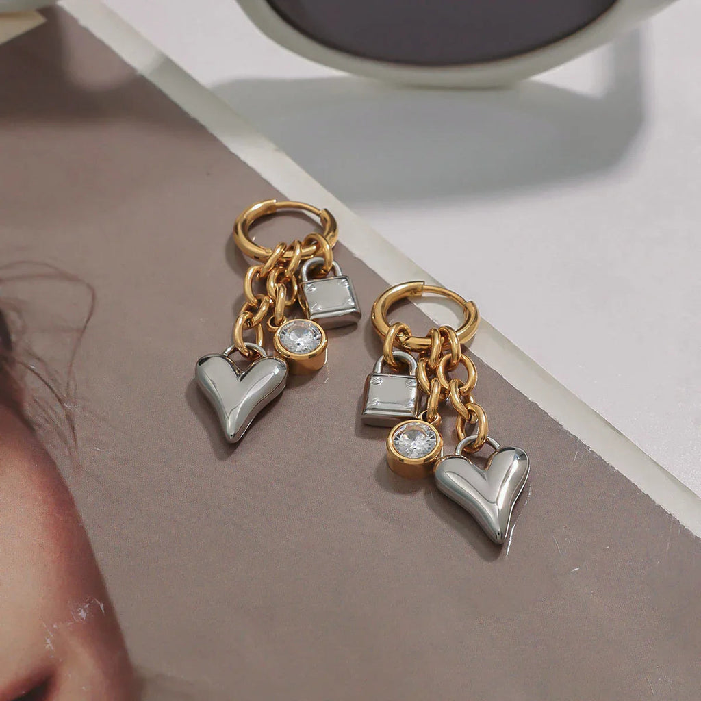 Sabelle Heart & Lock Earrings