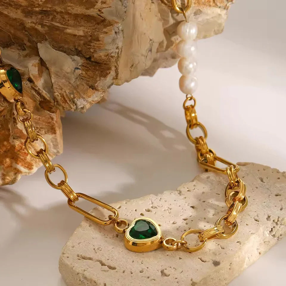 Rosalind Emerald Pearl Bracelet