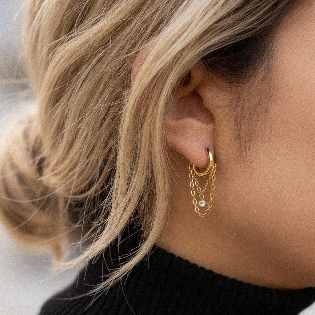 Selene Diamond Drop Hoops