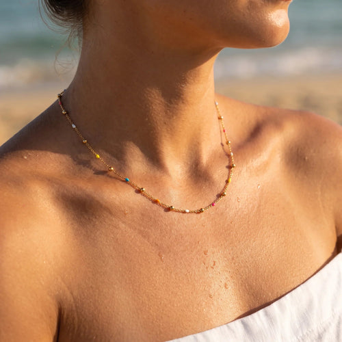 Almira Gold Chain Bead Necklace