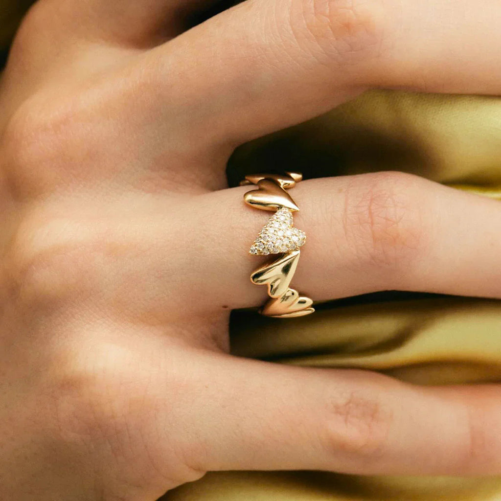 Lila Diamond Hearts Ring