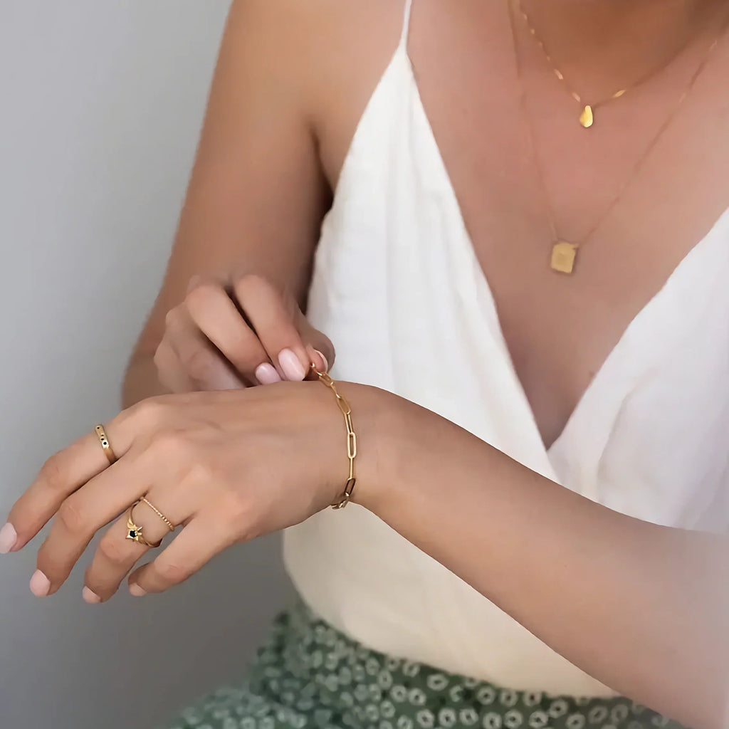 Quenby Gold Paperclip Bracelet