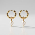 Della Pearl Drop Hoops