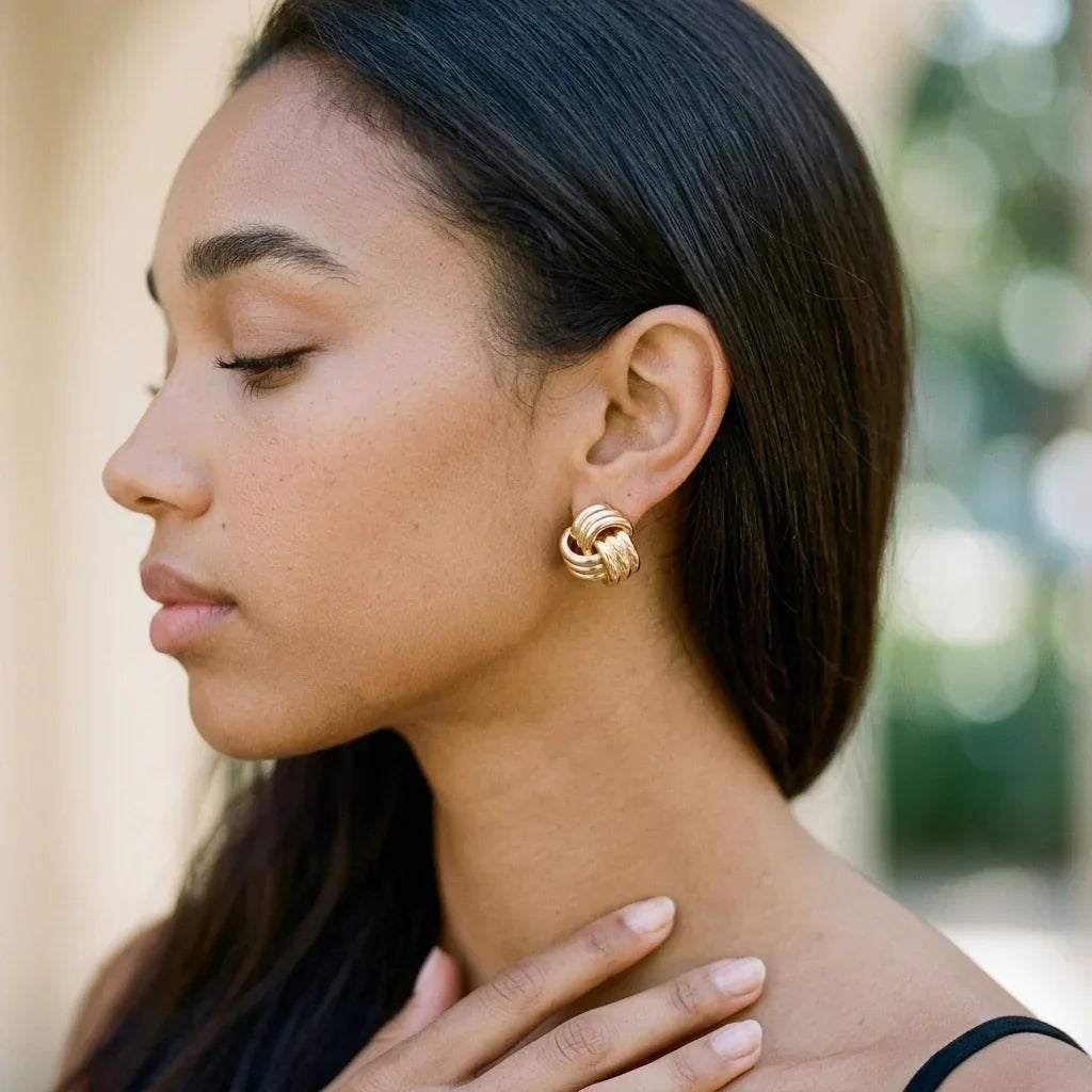 Yolanda Chunky Gold Knot Earrings