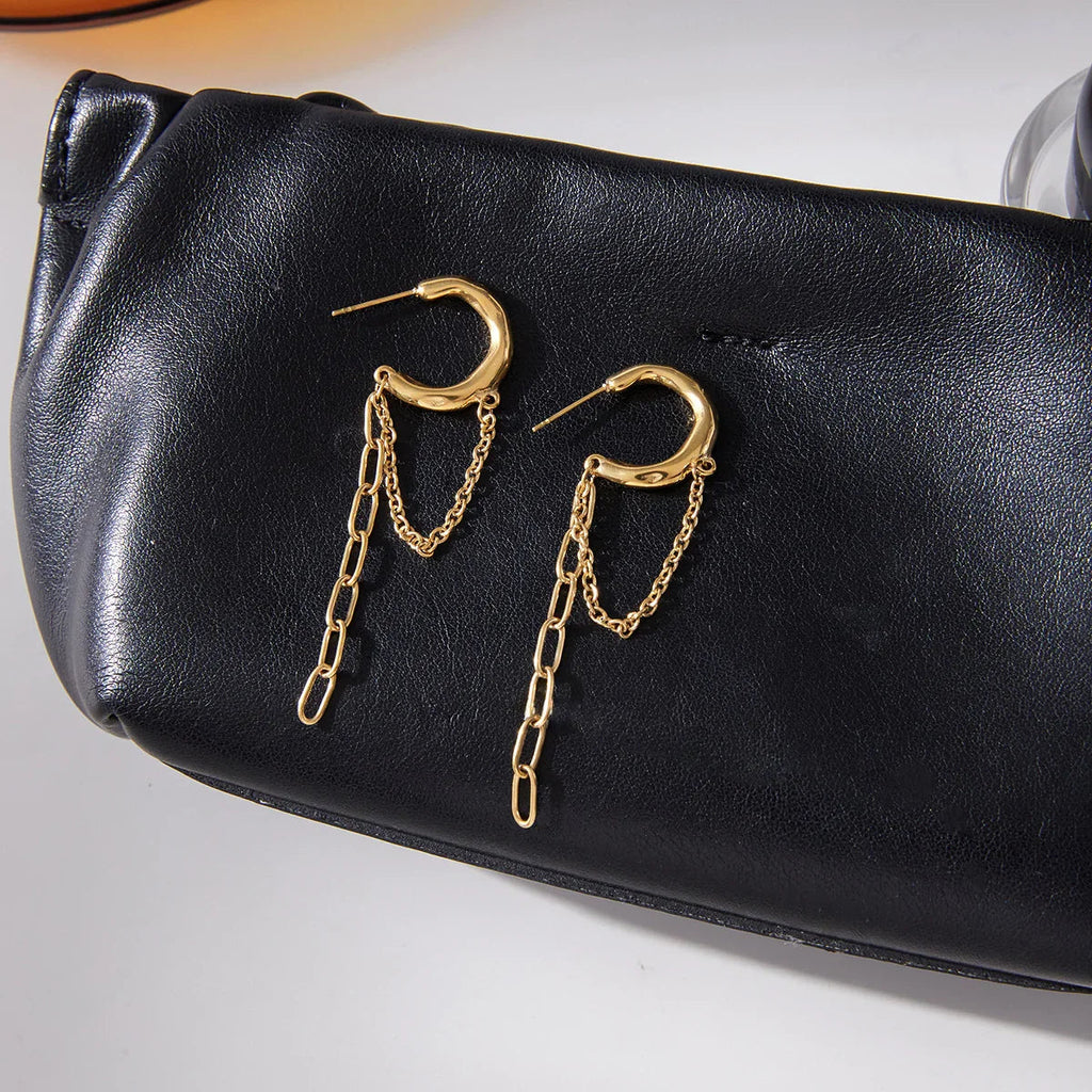 Genevieve Link Chain Hoops