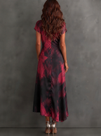 HARPER | Abstract Print Wrap Midi Dress with Tie-Waist Detail