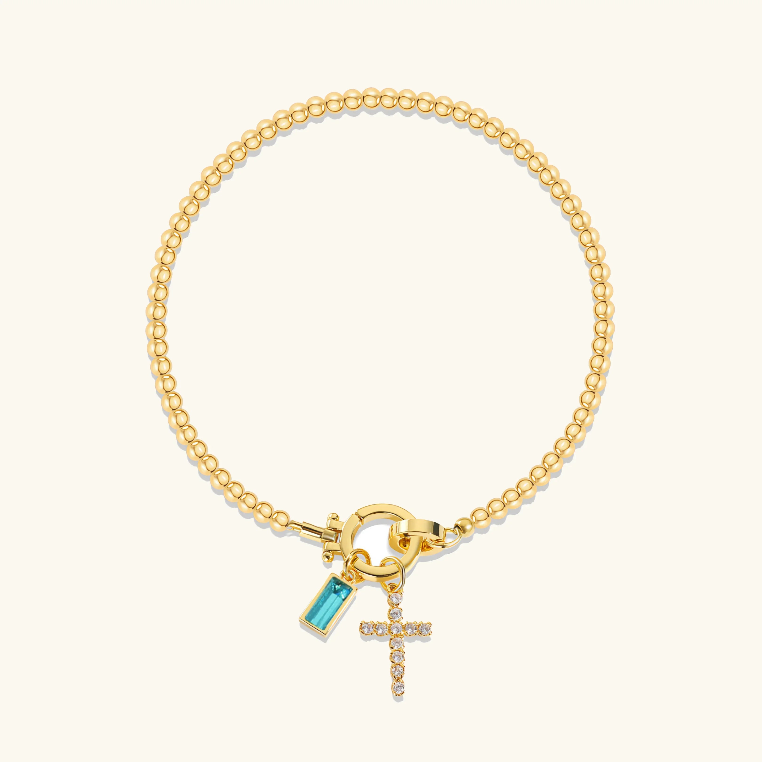 Rosabel Birthstone Cross Bracelet