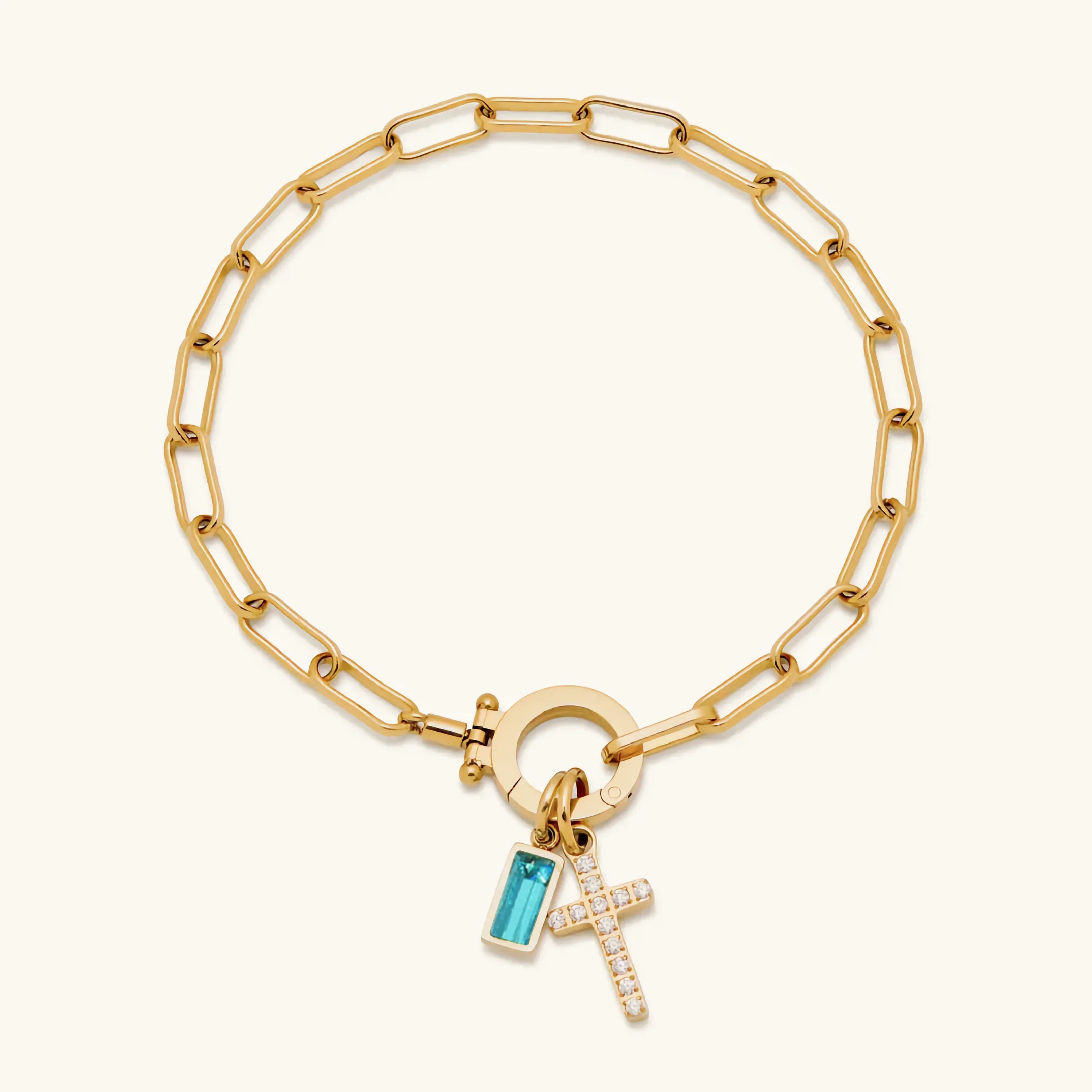 Sidony Birthstone Cross Bracelet