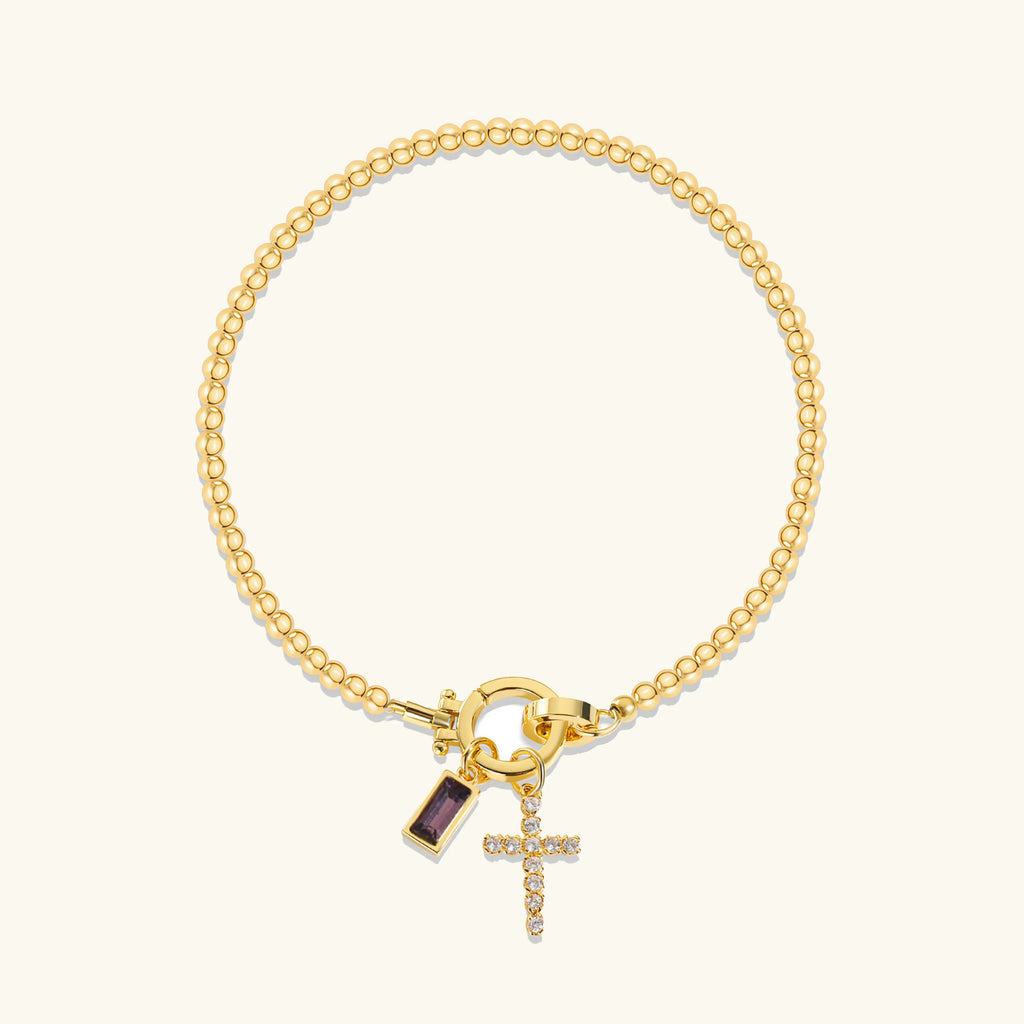 Rosabel Birthstone Cross Bracelet