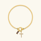 Rosabel Birthstone Cross Bracelet