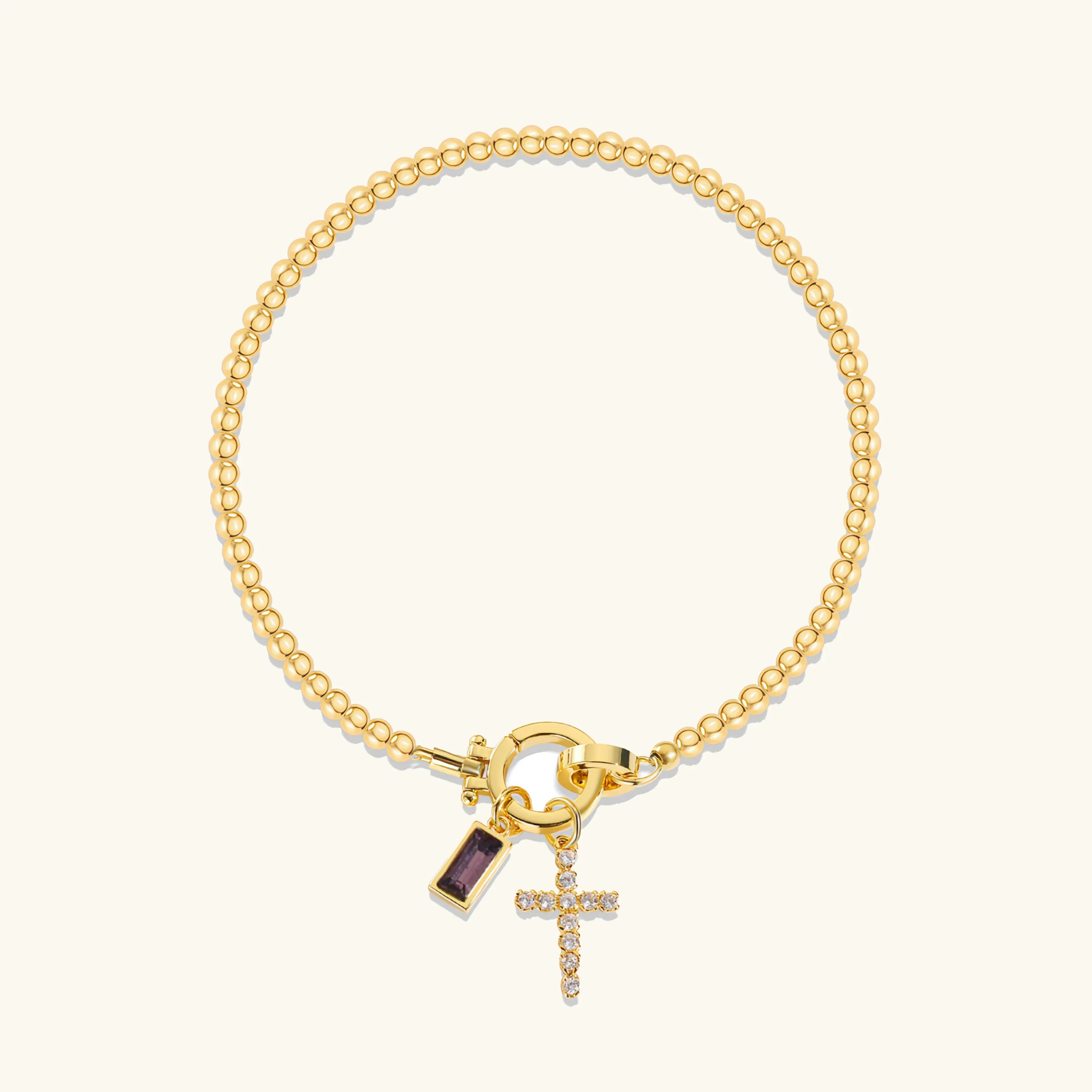 Rosabel Birthstone Cross Bracelet