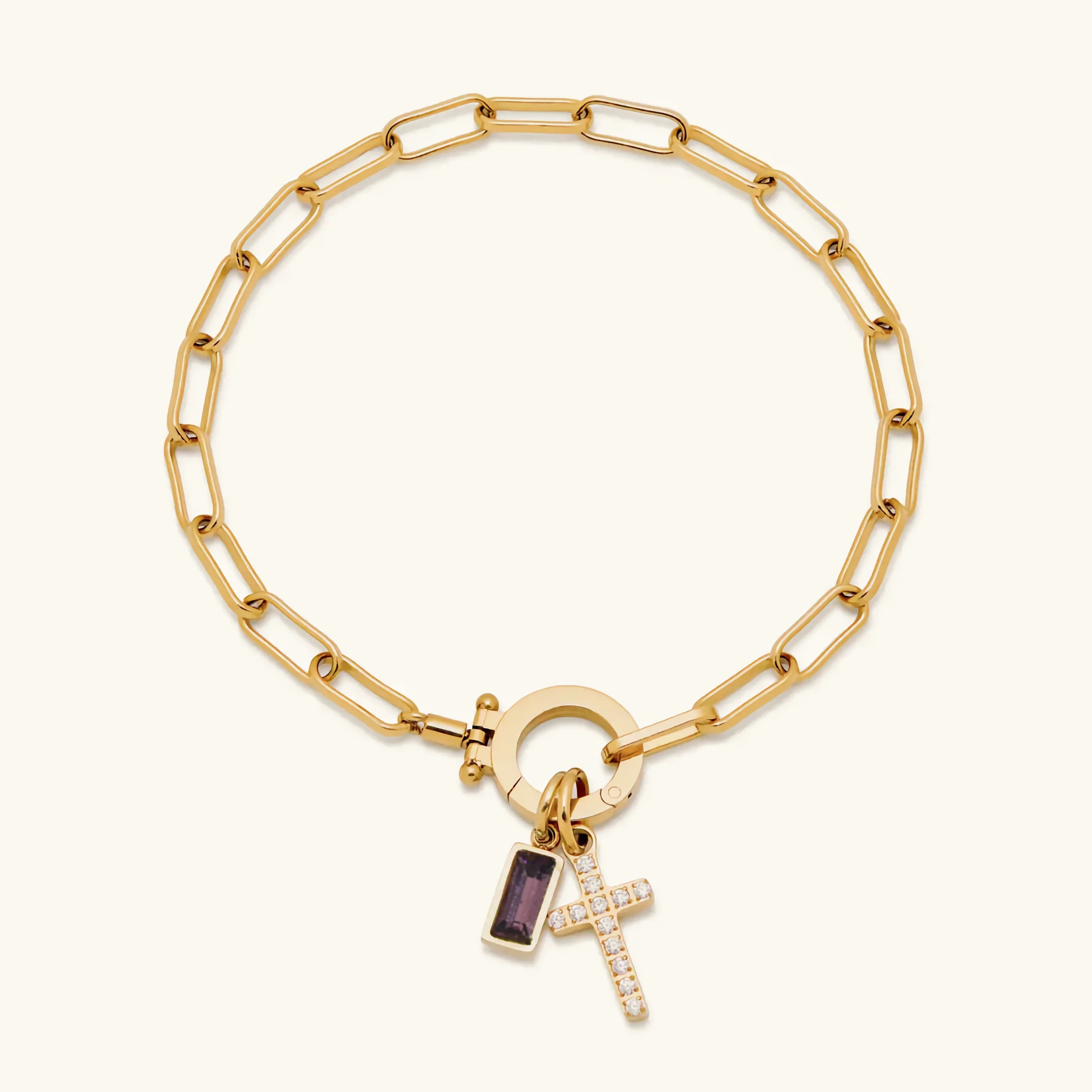 Sidony Birthstone Cross Bracelet