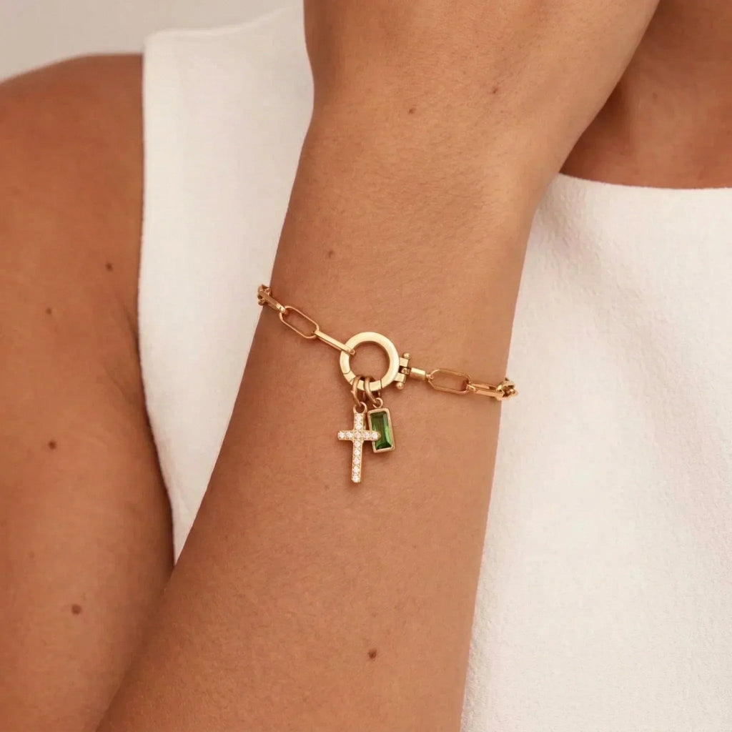 Sidony Birthstone Cross Bracelet