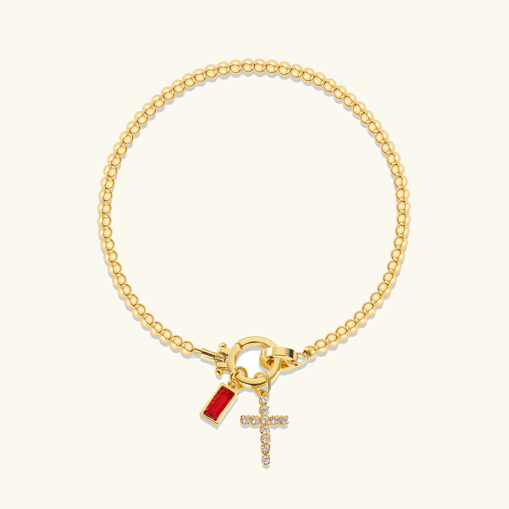Rosabel Birthstone Cross Bracelet