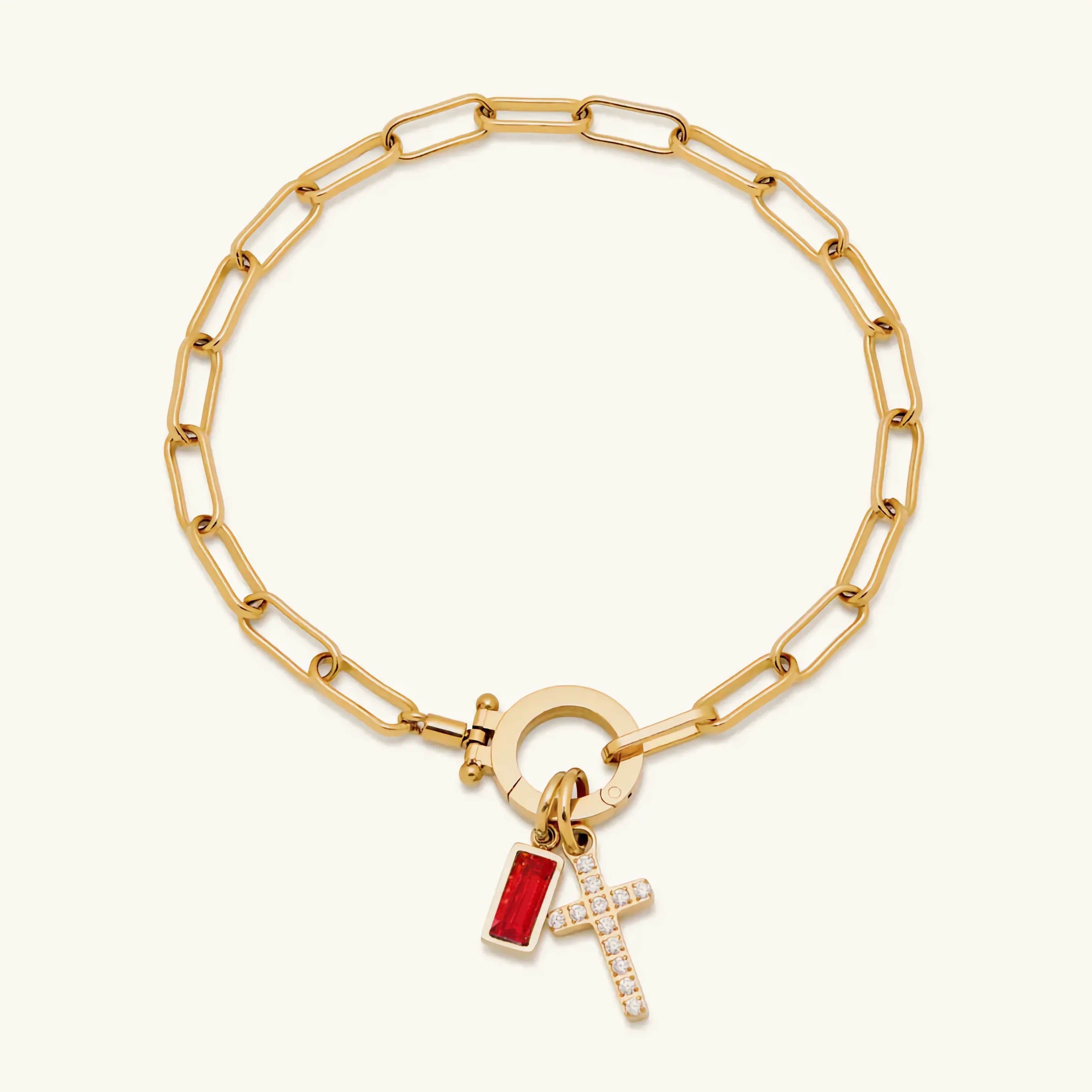 Sidony Birthstone Cross Bracelet