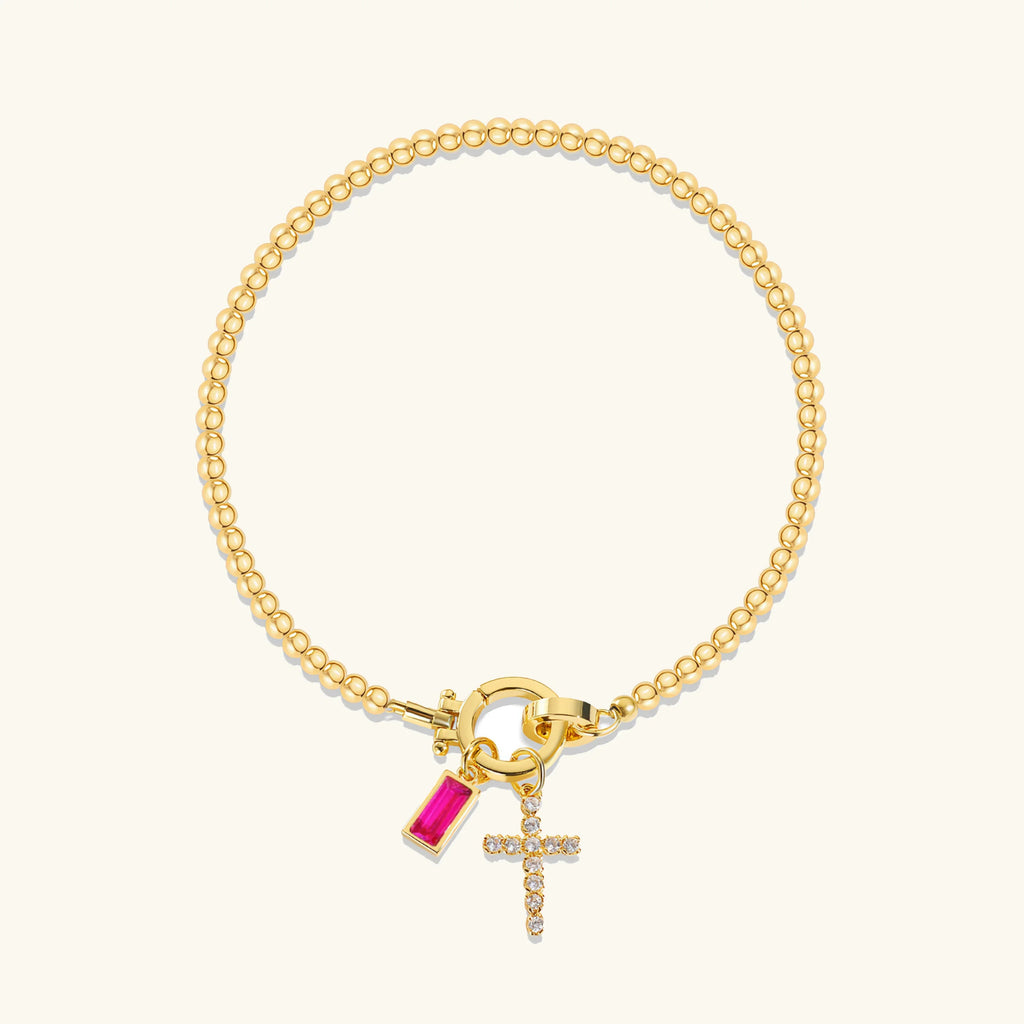 Rosabel Birthstone Cross Bracelet
