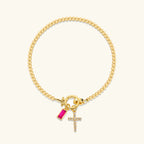Rosabel Birthstone Cross Bracelet