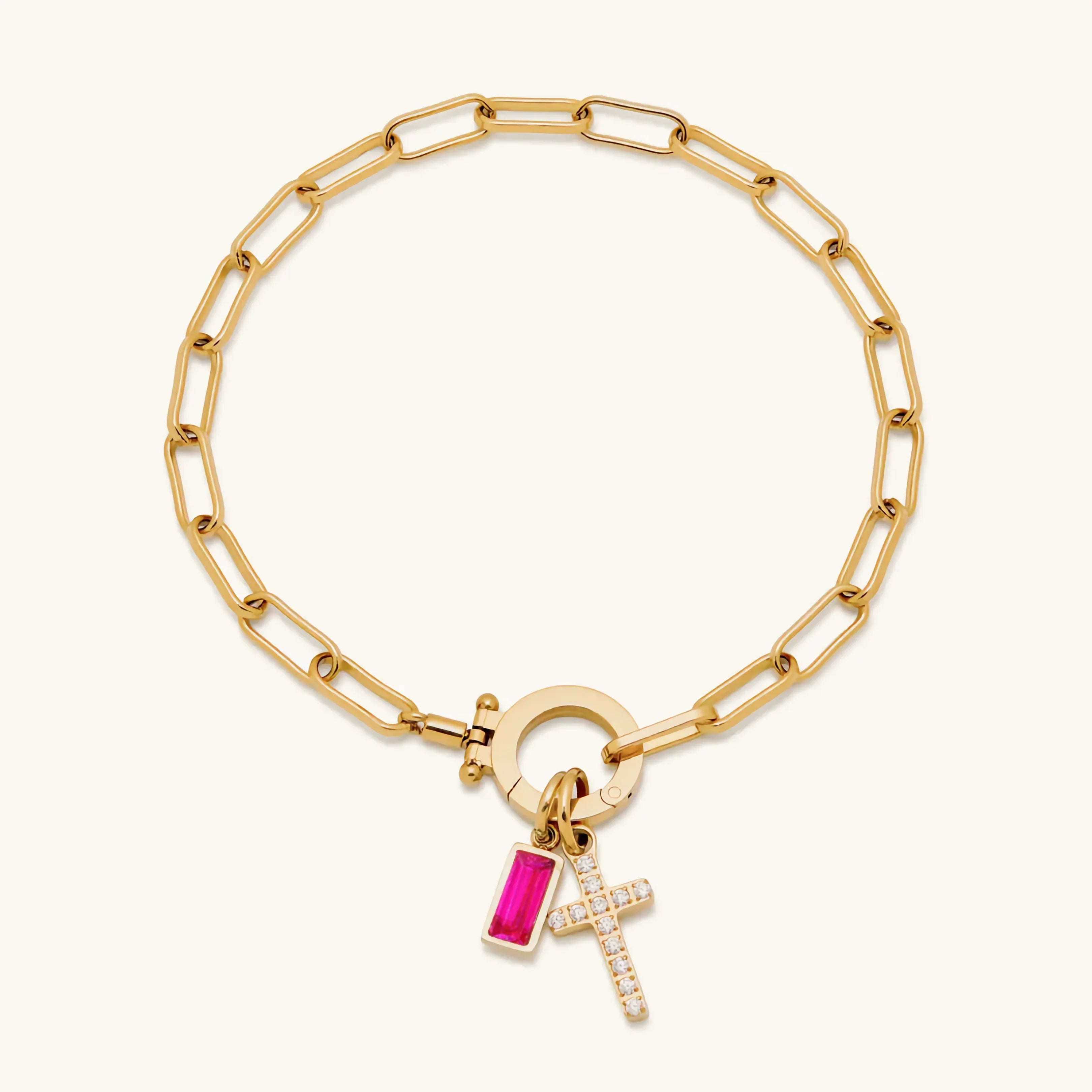 Sidony Birthstone Cross Bracelet