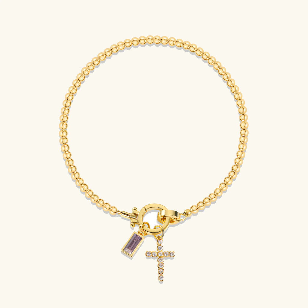 Rosabel Birthstone Cross Bracelet