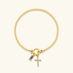 Rosabel Birthstone Cross Bracelet