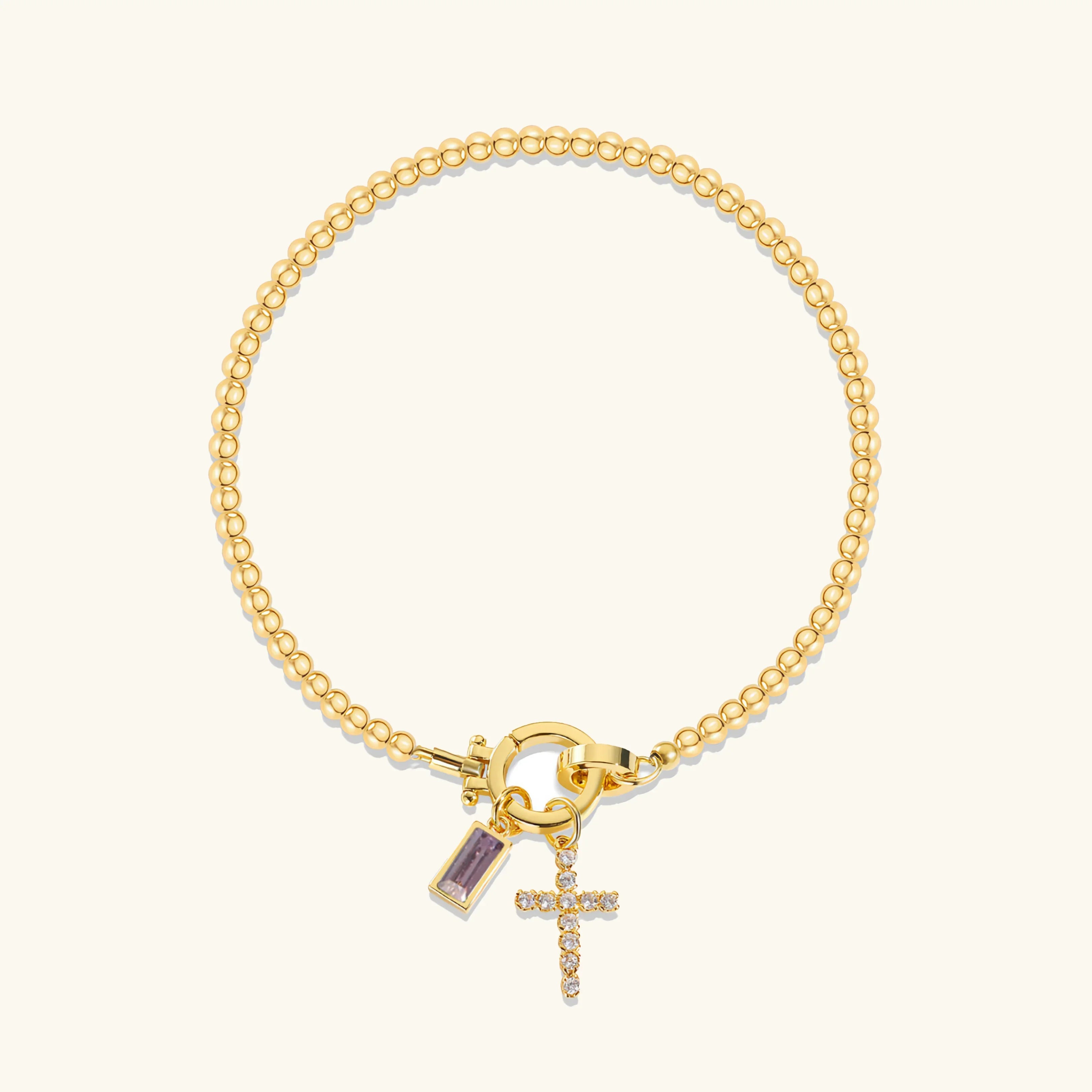 Rosabel Birthstone Cross Bracelet