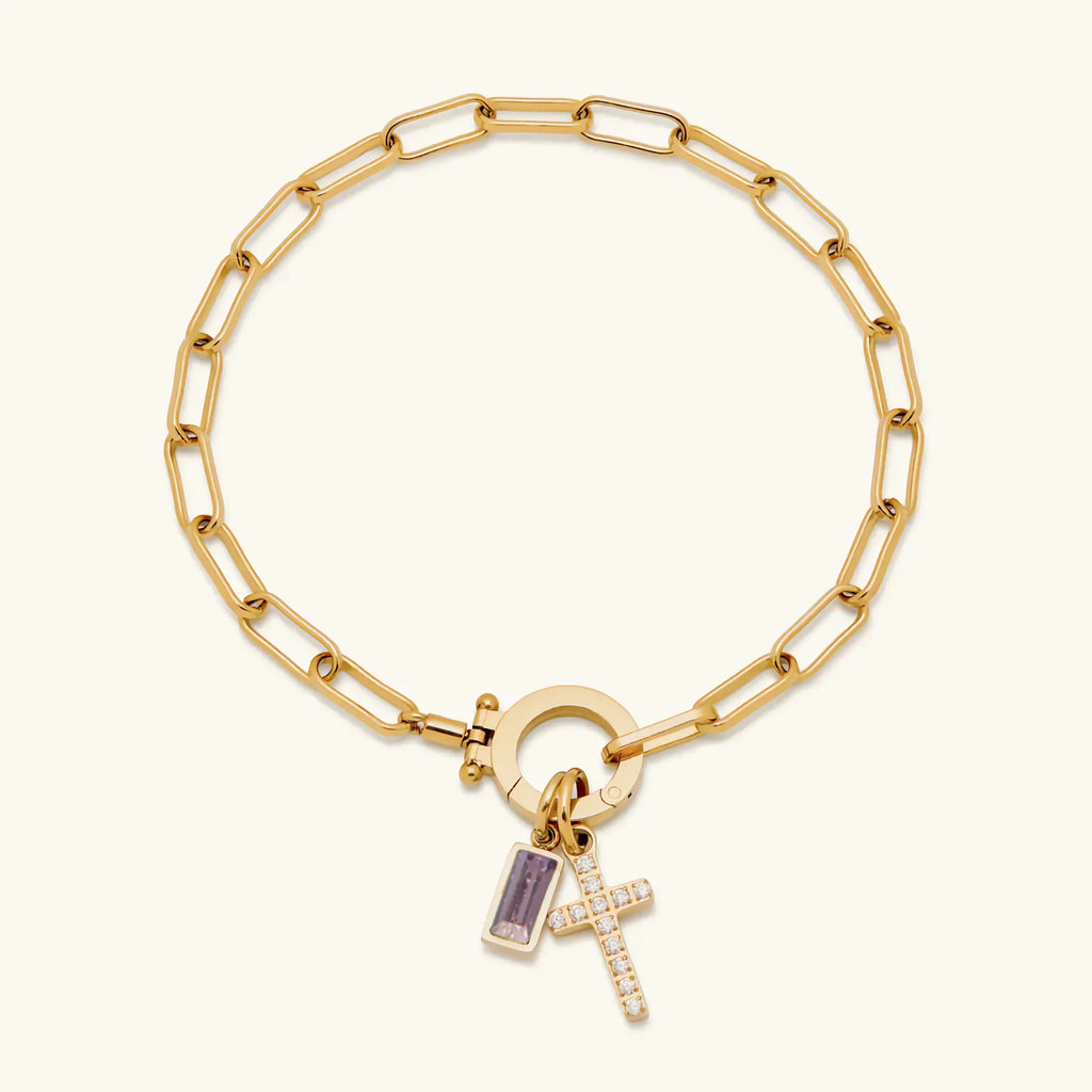 Sidony Birthstone Cross Bracelet