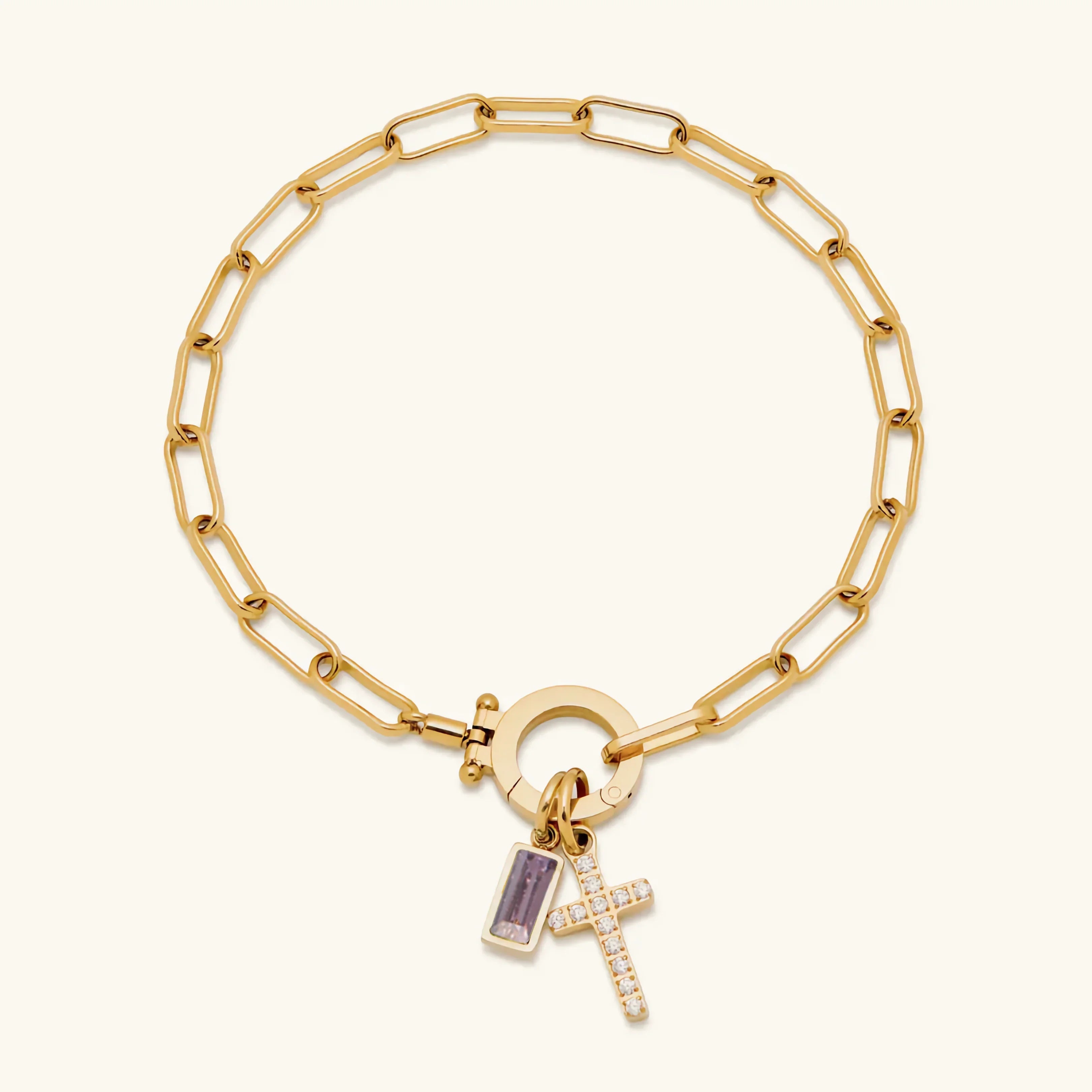 Sidony Birthstone Cross Bracelet
