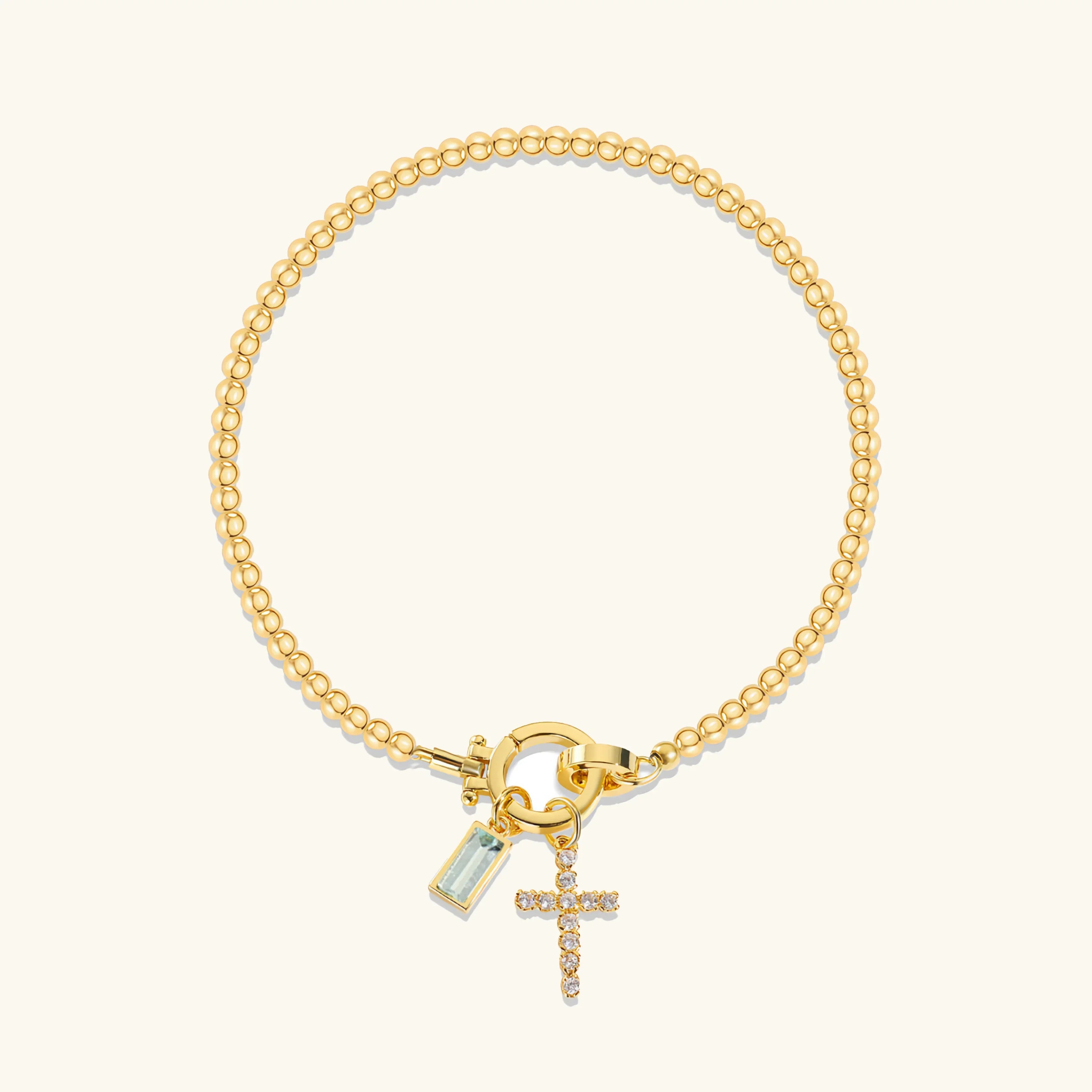 Rosabel Birthstone Cross Bracelet