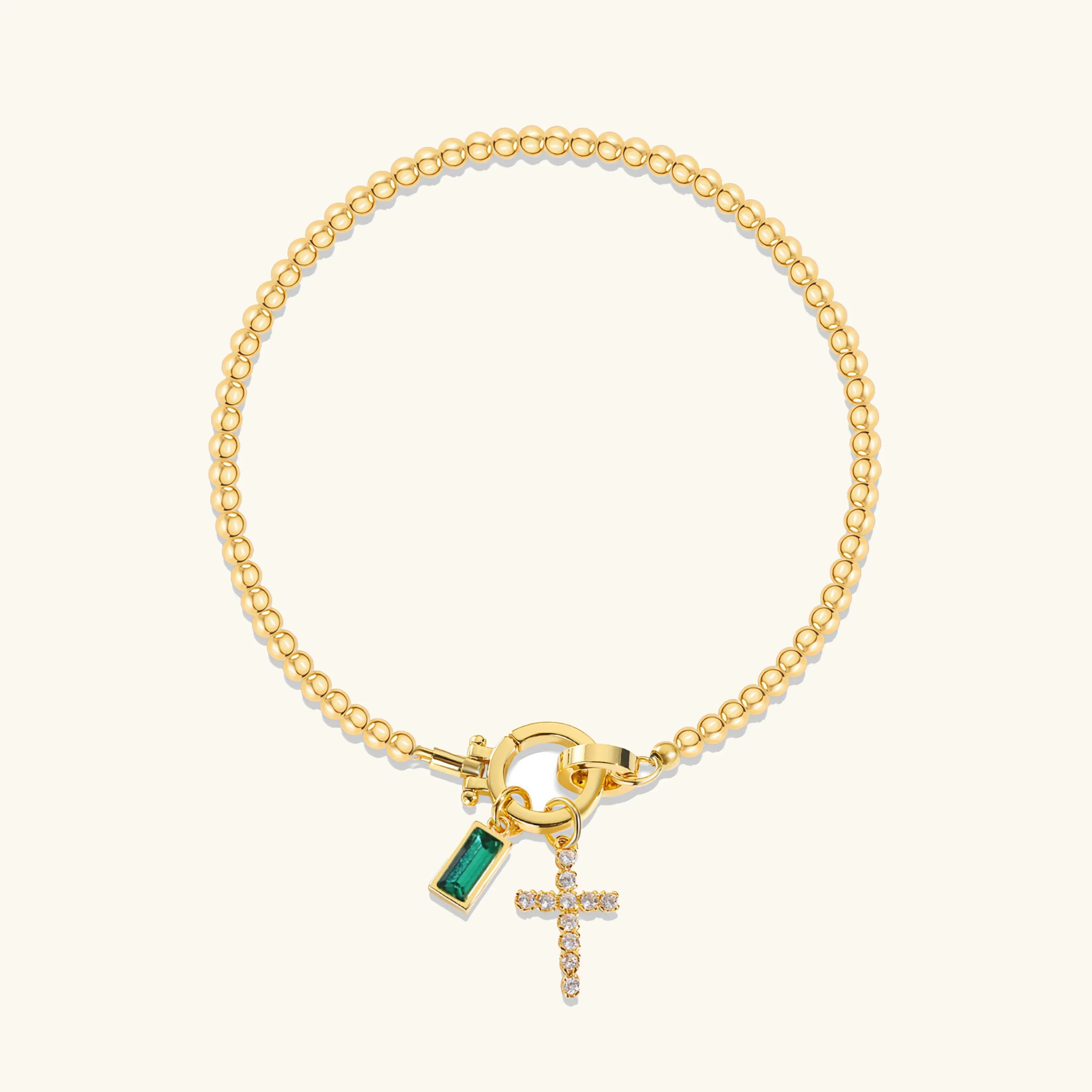 Rosabel Birthstone Cross Bracelet
