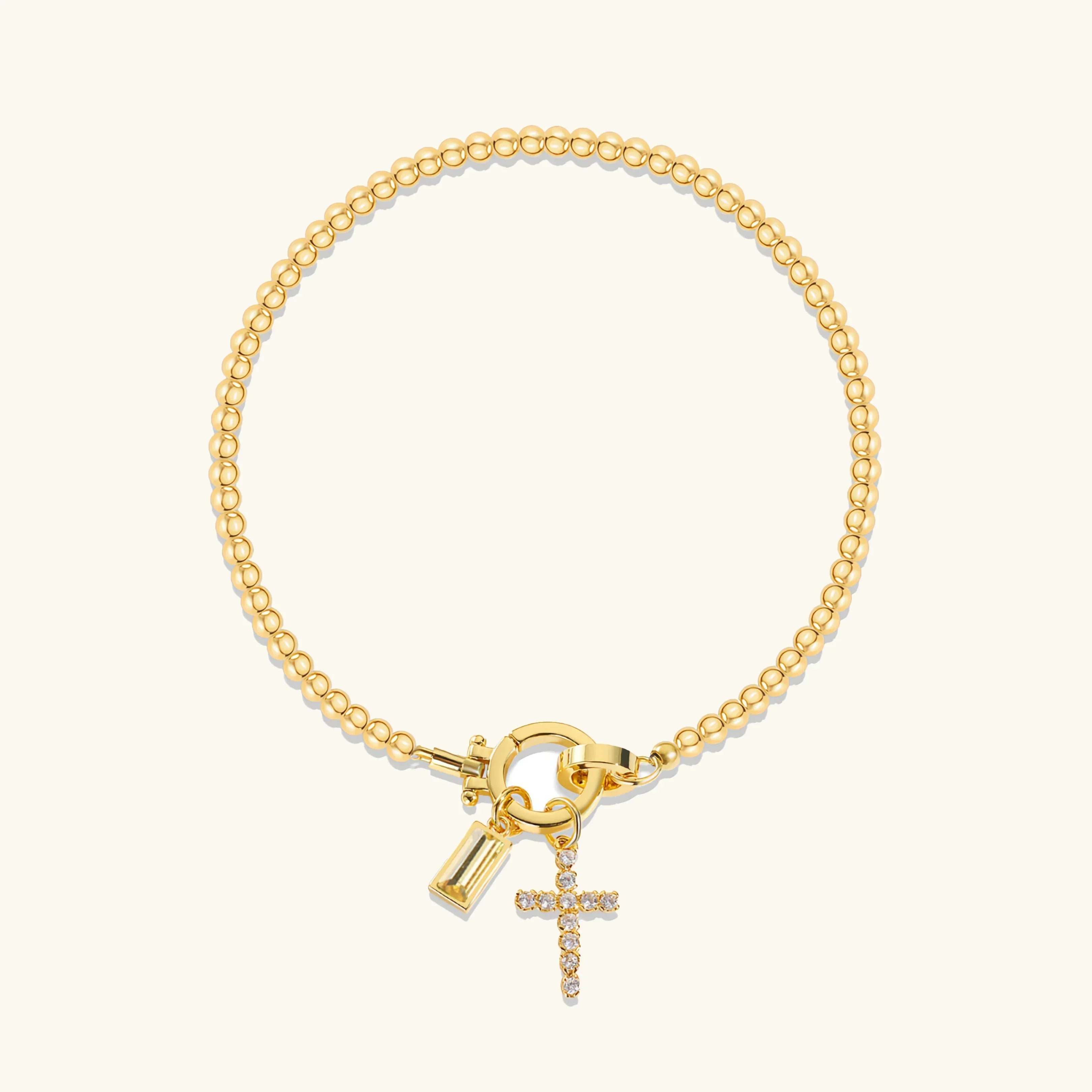 Rosabel Birthstone Cross Bracelet