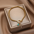 Rosabel Birthstone Cross Bracelet