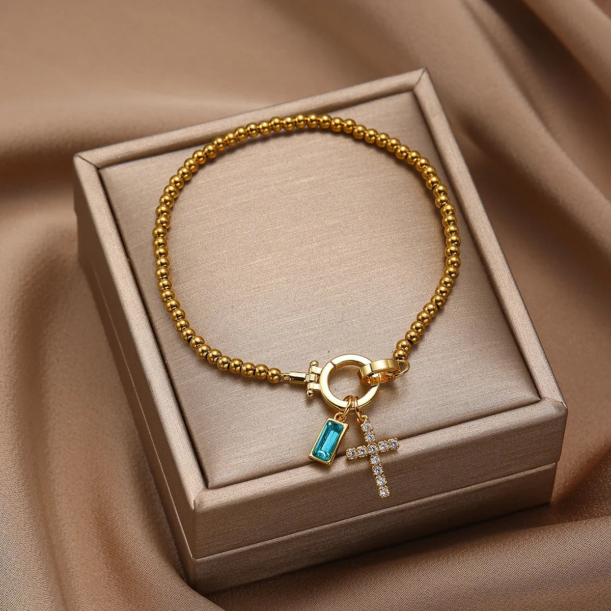 Rosabel Birthstone Cross Bracelet