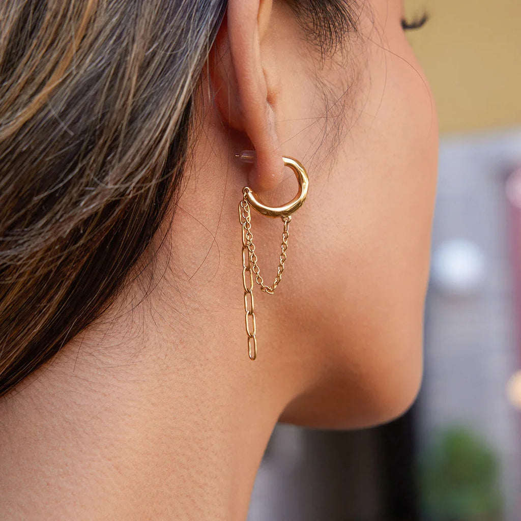 Genevieve Link Chain Hoops