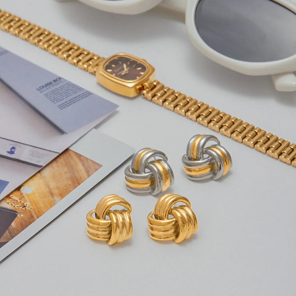 Yolanda Chunky Gold Knot Earrings