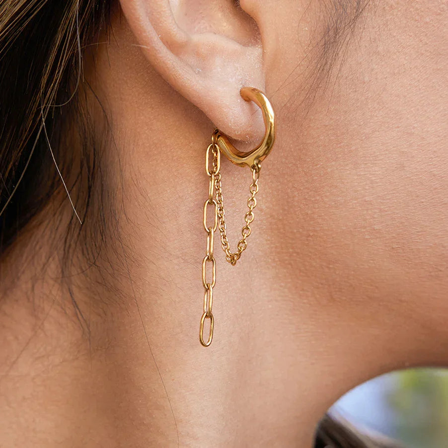 Genevieve Link Chain Hoops