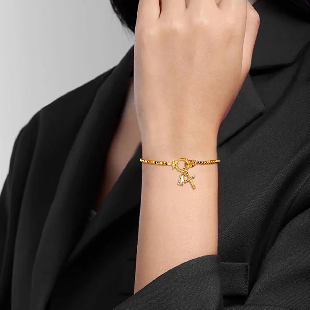Rosabel Birthstone Cross Bracelet