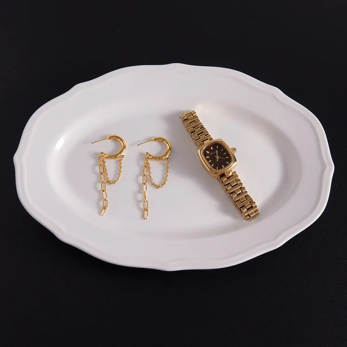 Genevieve Link Chain Hoops