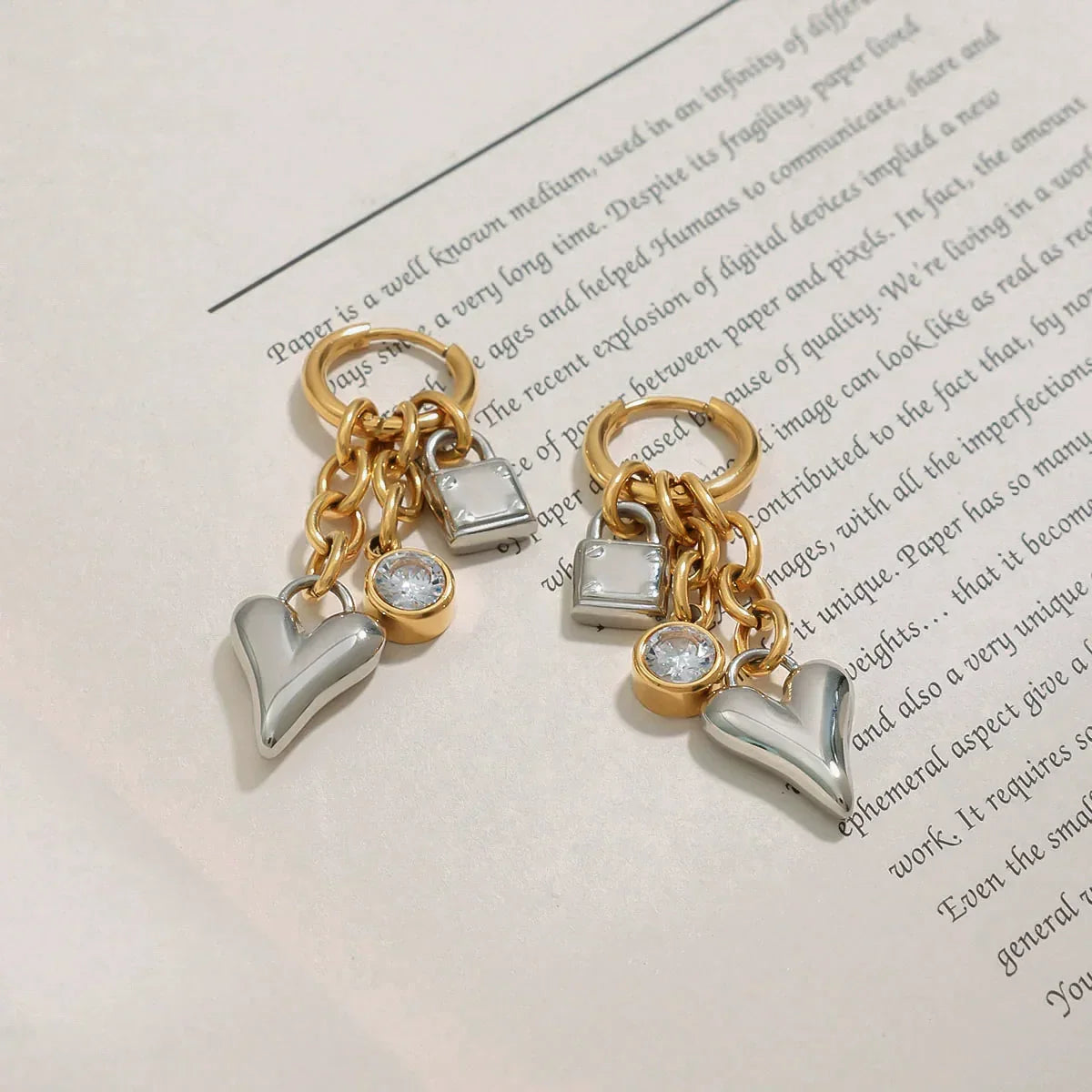 Sabelle Heart & Lock Earrings
