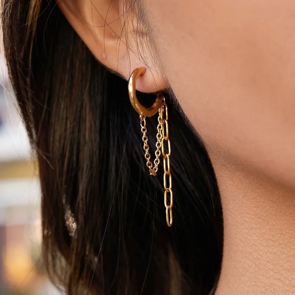 Genevieve Link Chain Hoops