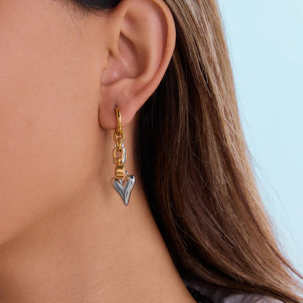 Sabelle Heart & Lock Earrings