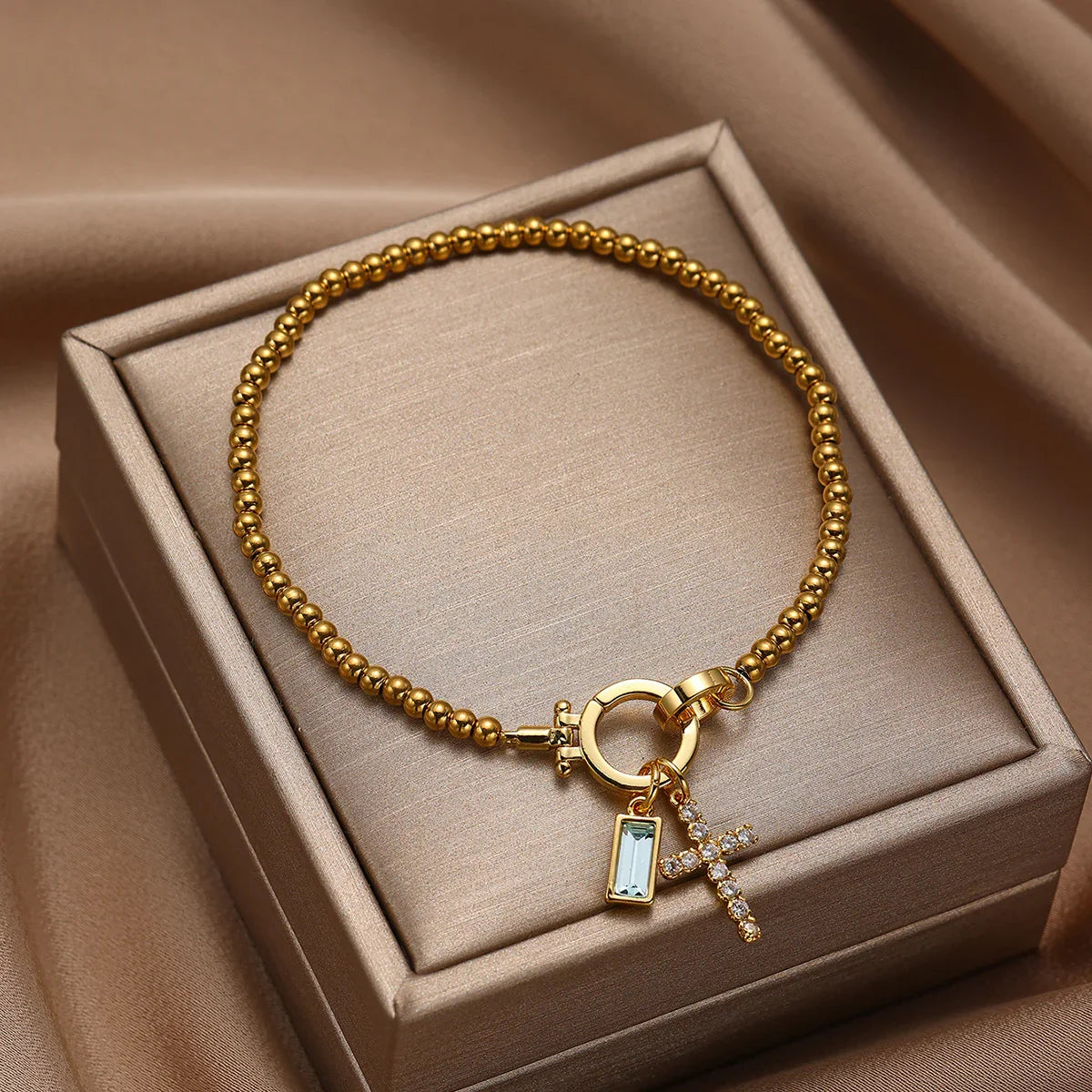 Rosabel Birthstone Cross Bracelet