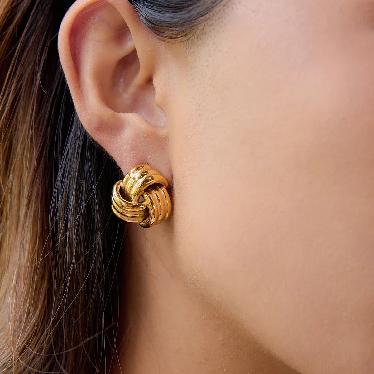 Yolanda Chunky Gold Knot Earrings