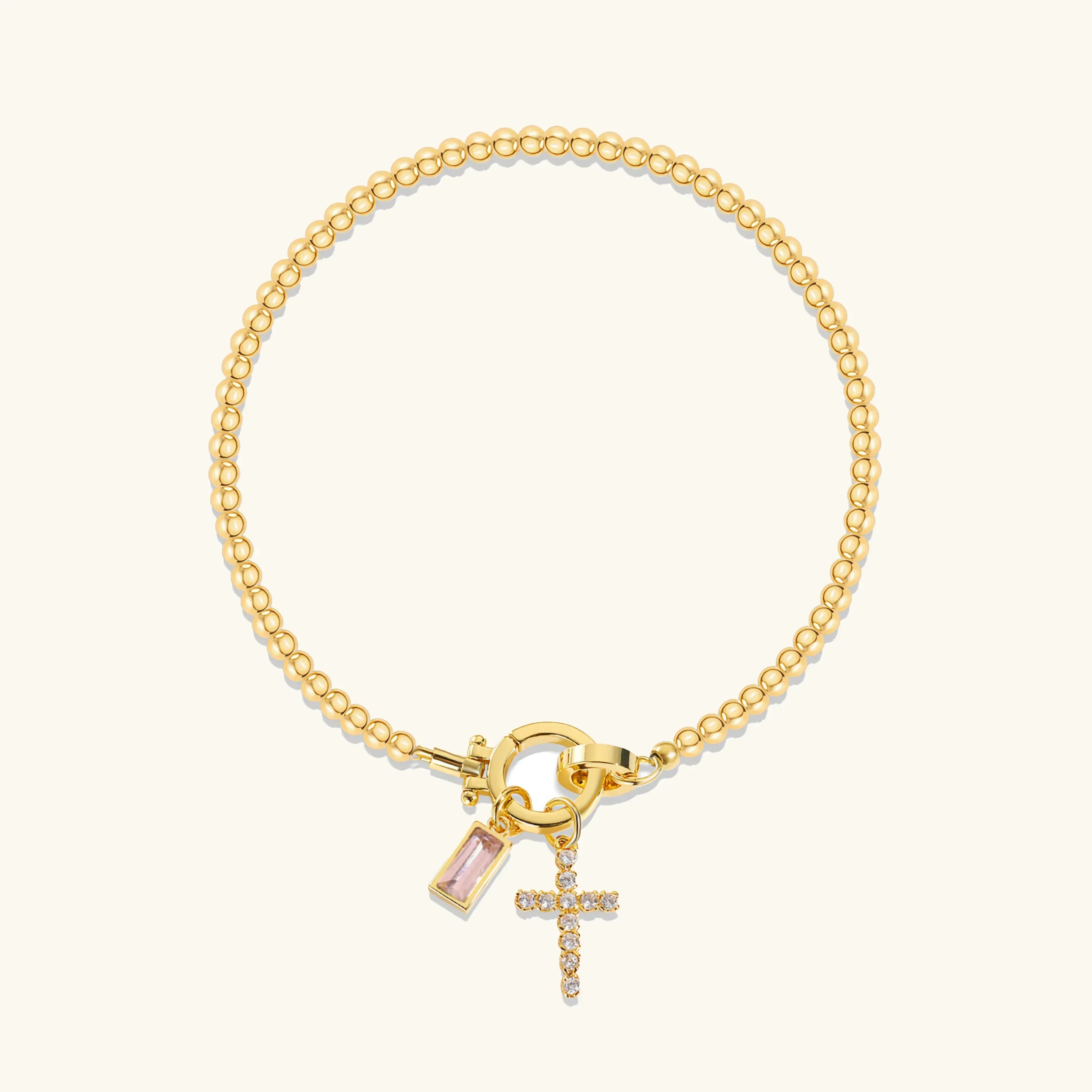 Rosabel Birthstone Cross Bracelet