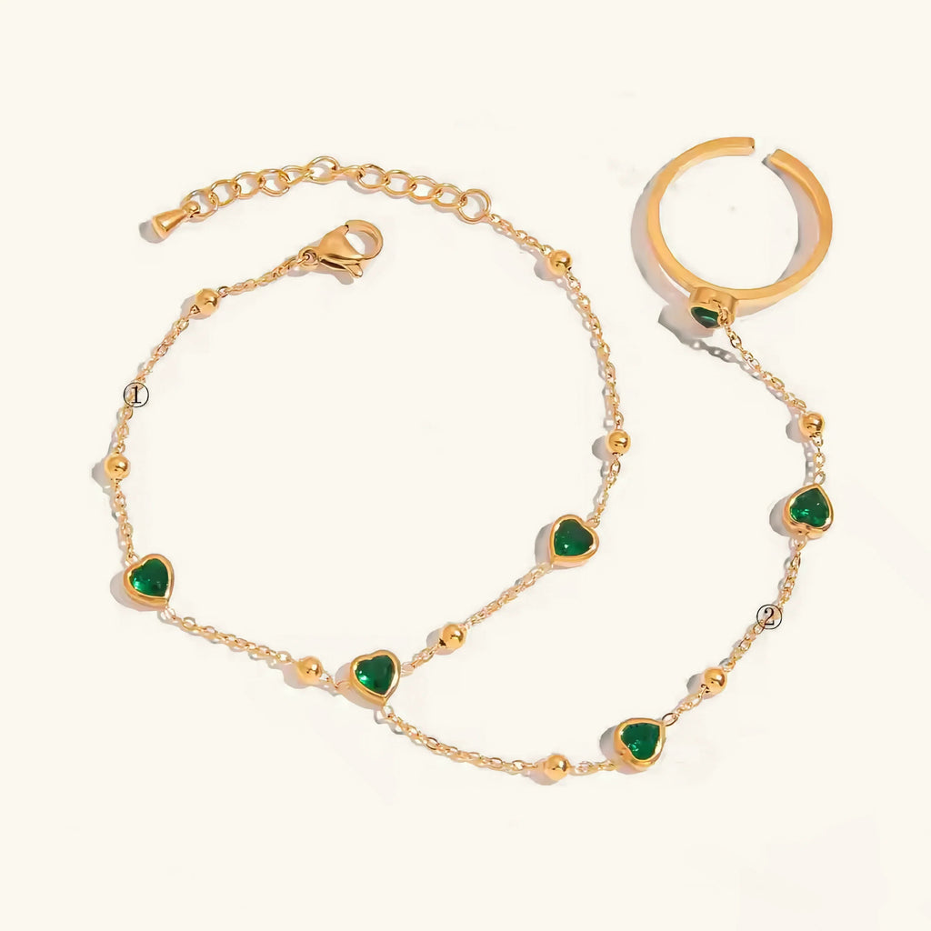 Ondine Emerald Heart Hand Chain