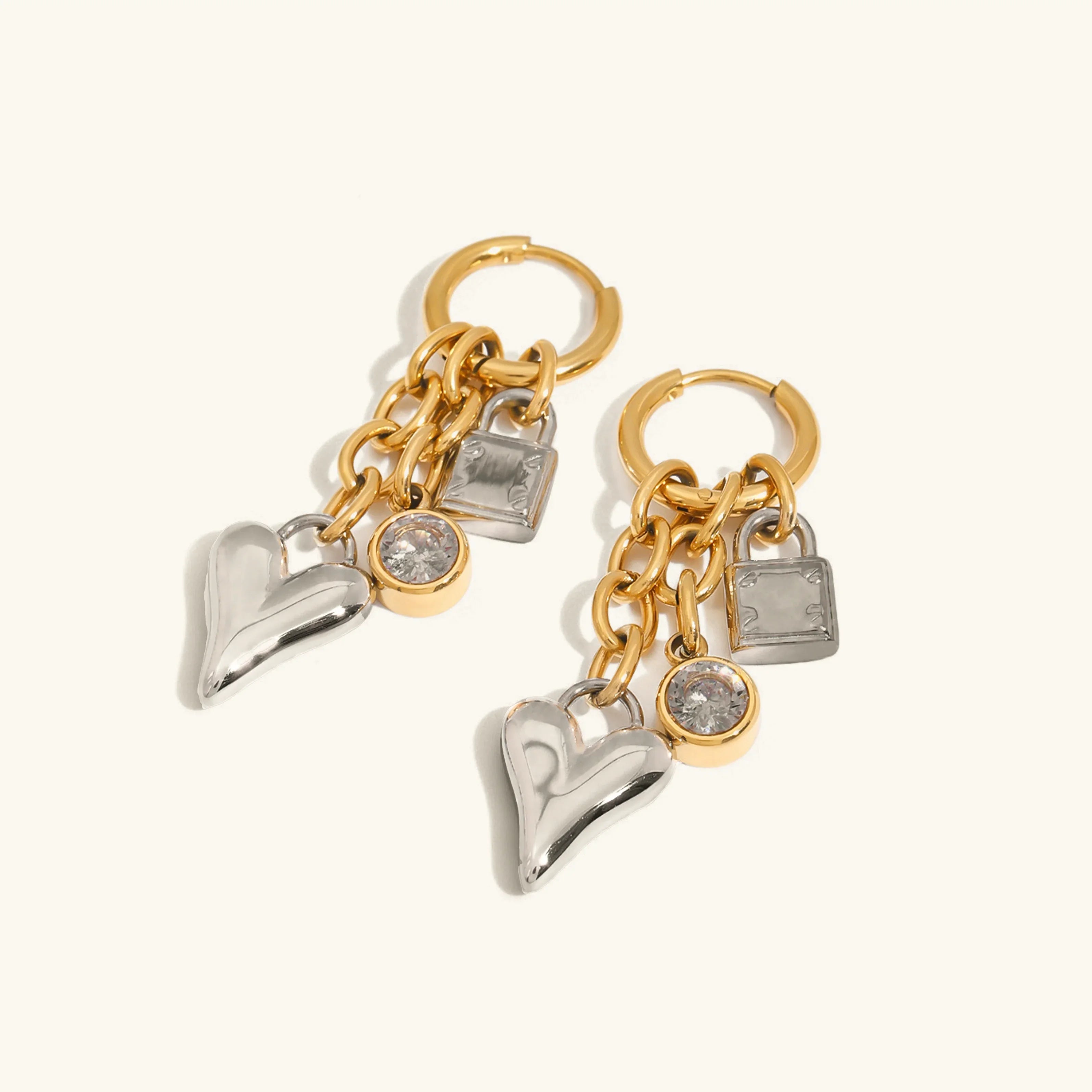 Sabelle Heart & Lock Earrings
