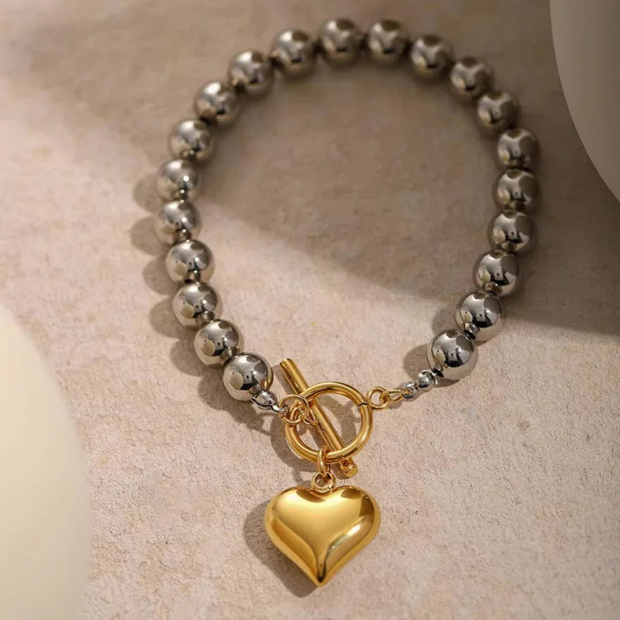 Calla Chunky Bead Heart Bracelet