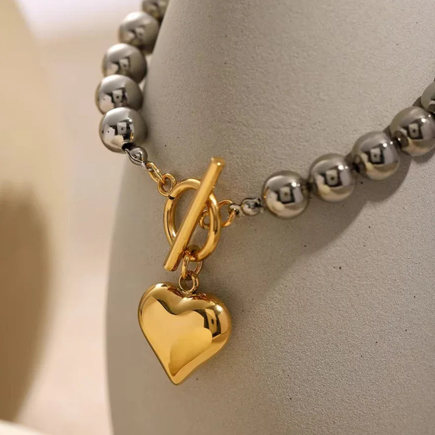 Calla Chunky Bead Heart Bracelet
